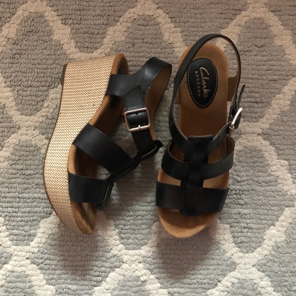 Black Clarks Wedges